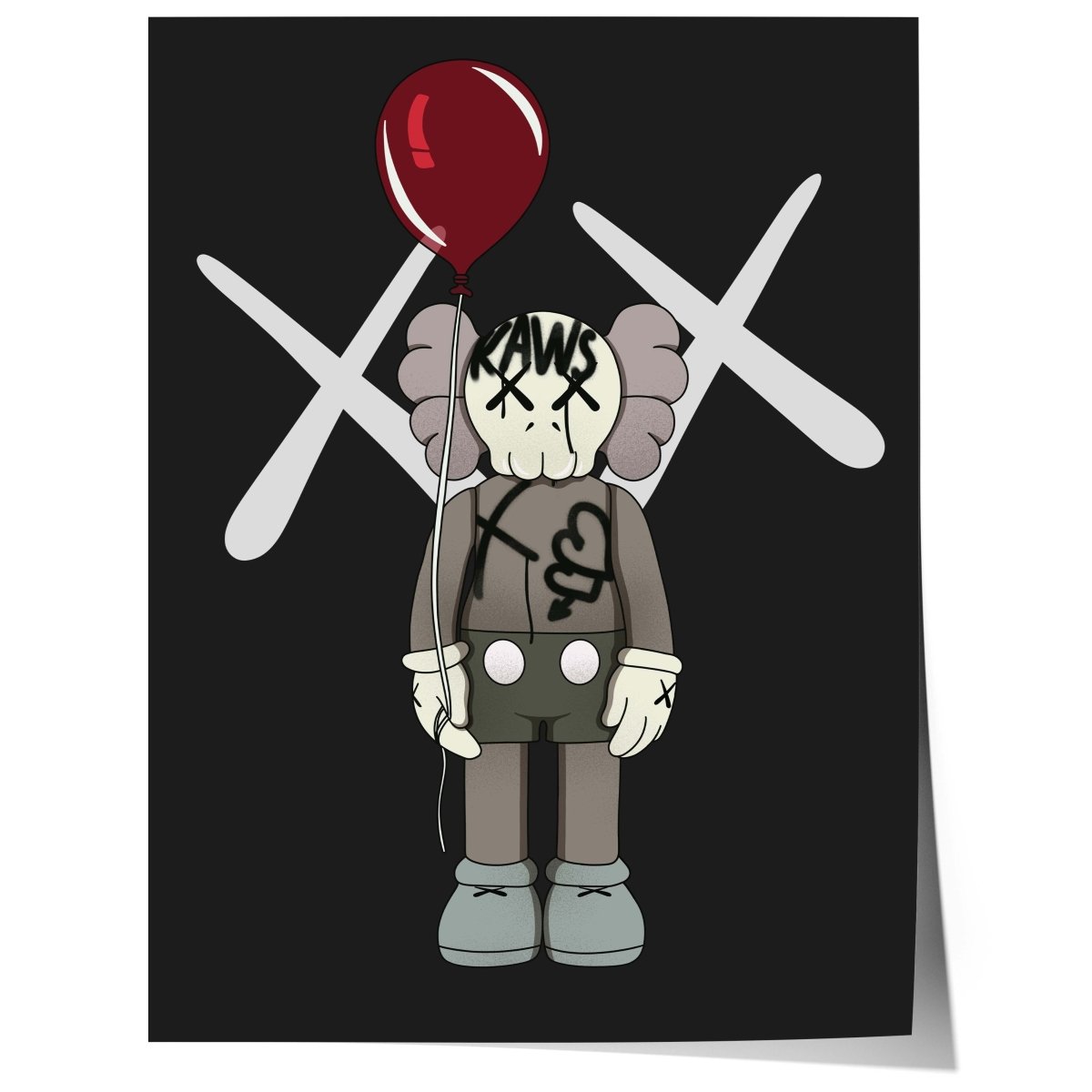 Street Art Figur mit Ballon Poster · Urban Pop Art Charakter · Moderne Graffiti Illustration · Print ohne Rahmen - justgoodmood