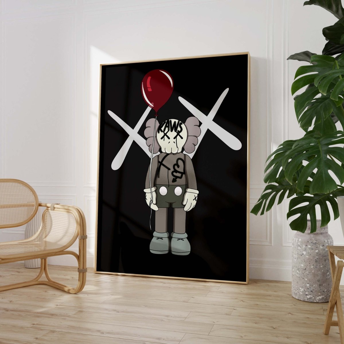 Street Art Figur mit Ballon Poster · Urban Pop Art Charakter · Moderne Graffiti Illustration · Print ohne Rahmen - justgoodmood