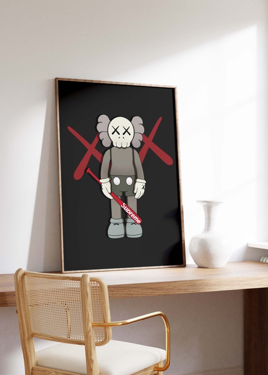 Street Art Figur mit Baseballschläger · Urban Graffiti Charakter im Hypebeast Stil · Moderne Pop Art Illustration · Print ohne Rahmen - justgoodmood