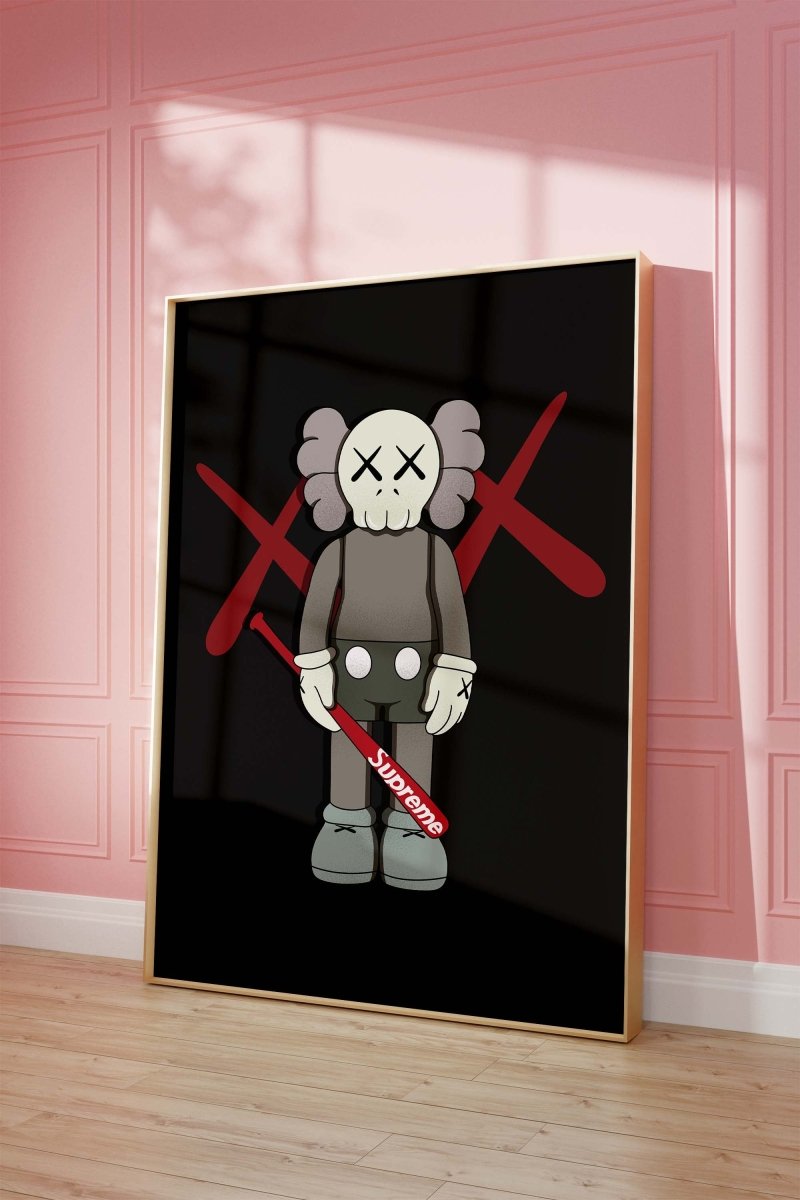 Street Art Figur mit Baseballschläger · Urban Graffiti Charakter im Hypebeast Stil · Moderne Pop Art Illustration · Print ohne Rahmen - justgoodmood