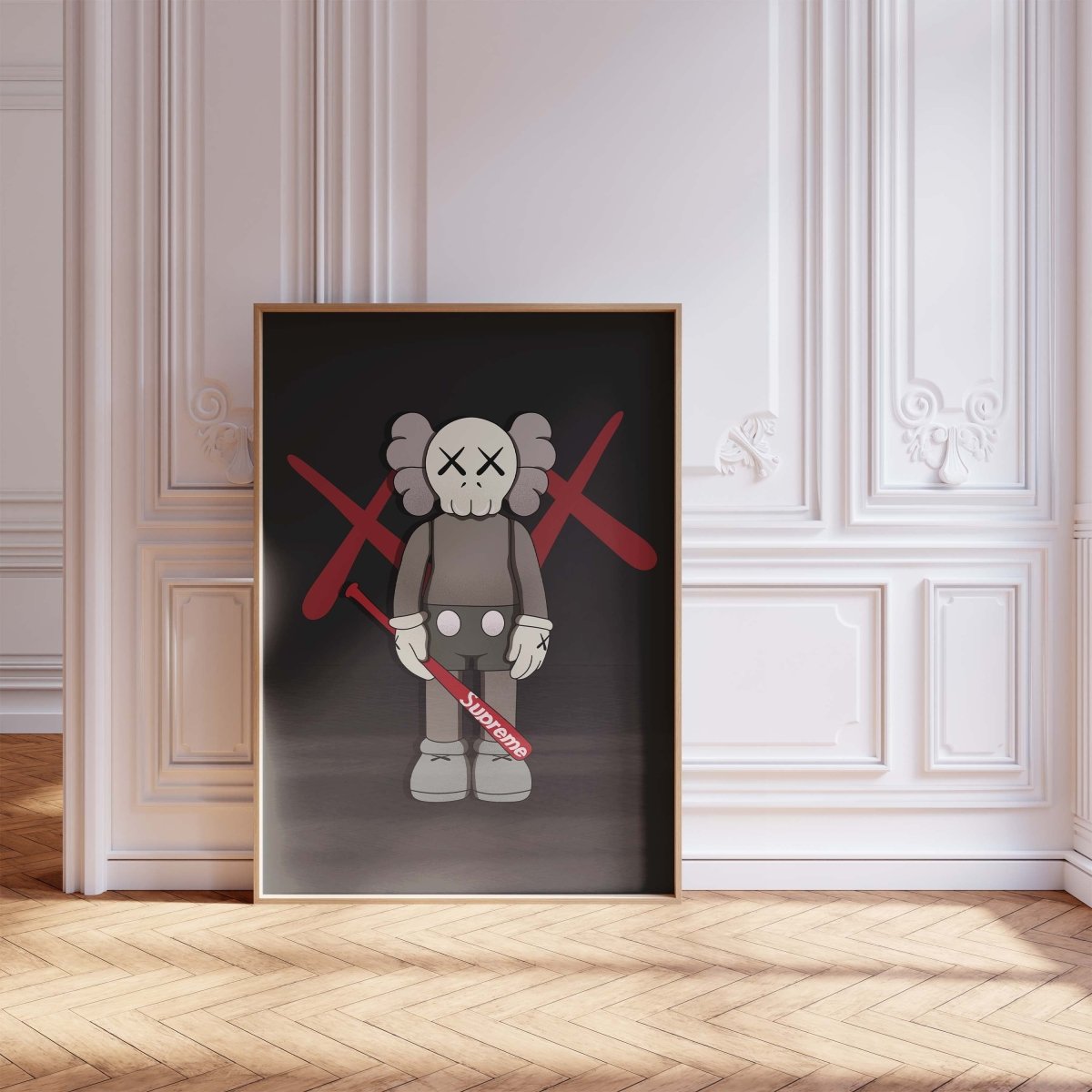 Street Art Figur mit Baseballschläger · Urban Graffiti Charakter im Hypebeast Stil · Moderne Pop Art Illustration · Print ohne Rahmen - justgoodmood