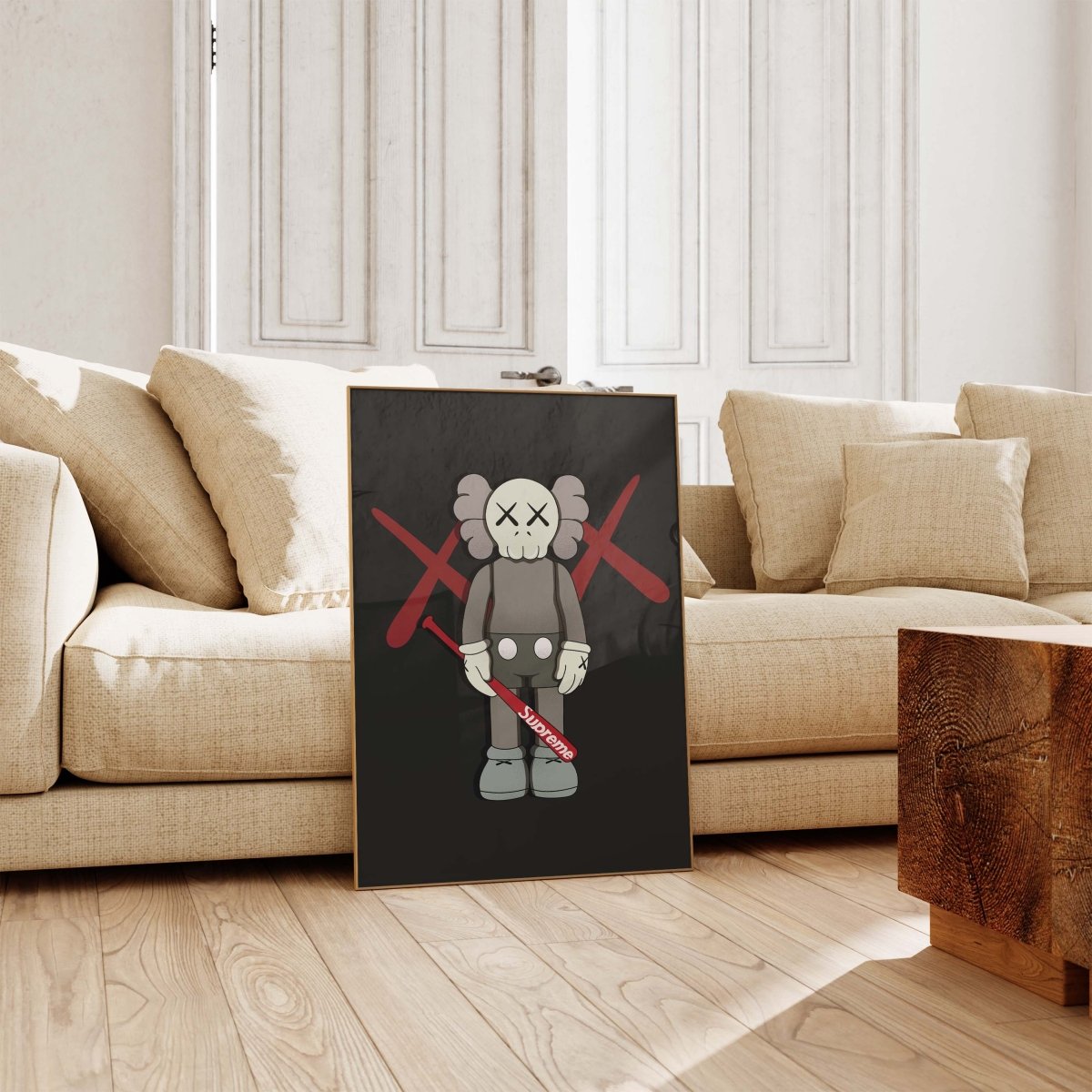 Street Art Figur mit Baseballschläger · Urban Graffiti Charakter im Hypebeast Stil · Moderne Pop Art Illustration · Print ohne Rahmen - justgoodmood