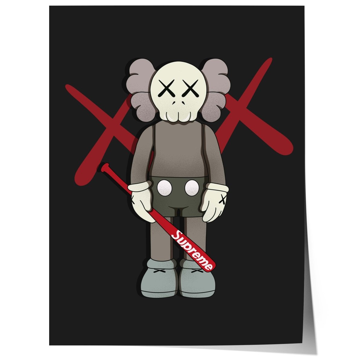 Street Art Figur mit Baseballschläger · Urban Graffiti Charakter im Hypebeast Stil · Moderne Pop Art Illustration · Print ohne Rahmen - justgoodmood