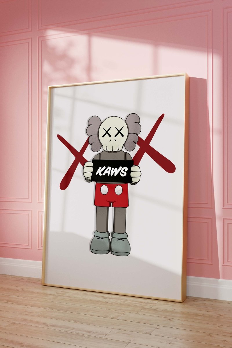 Street Art Figur mit Schild Poster · Urban Graffiti Charakter im Designer Toy Stil · Moderne Pop Art Illustration · Print ohne Rahmen - justgoodmood