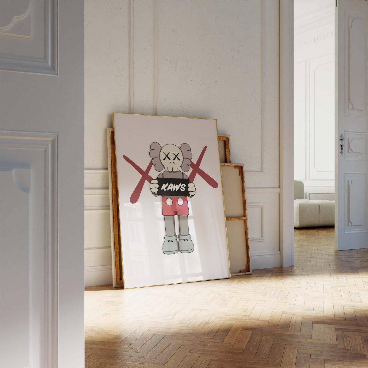 Street Art Figur mit Schild Poster · Urban Graffiti Charakter im Designer Toy Stil · Moderne Pop Art Illustration · Print ohne Rahmen - justgoodmood