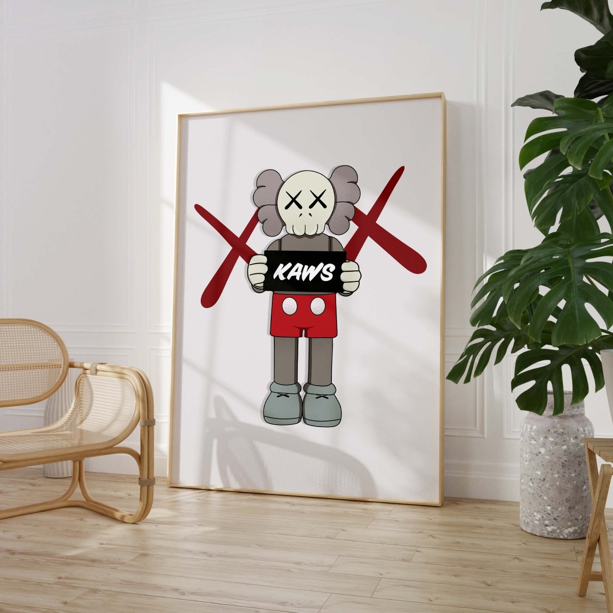 Street Art Figur mit Schild Poster · Urban Graffiti Charakter im Designer Toy Stil · Moderne Pop Art Illustration · Print ohne Rahmen - justgoodmood