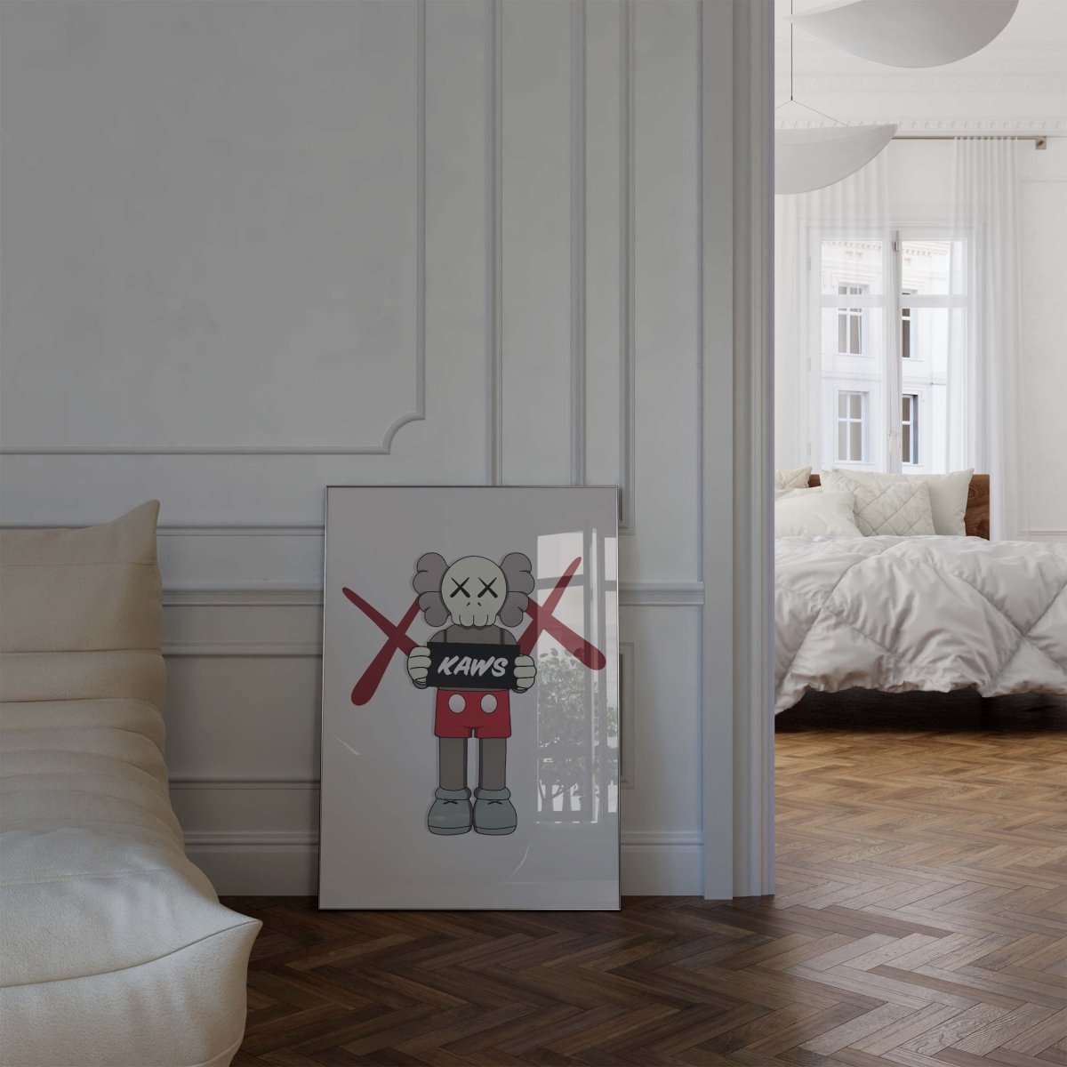 Street Art Figur mit Schild Poster · Urban Graffiti Charakter im Designer Toy Stil · Moderne Pop Art Illustration · Print ohne Rahmen - justgoodmood