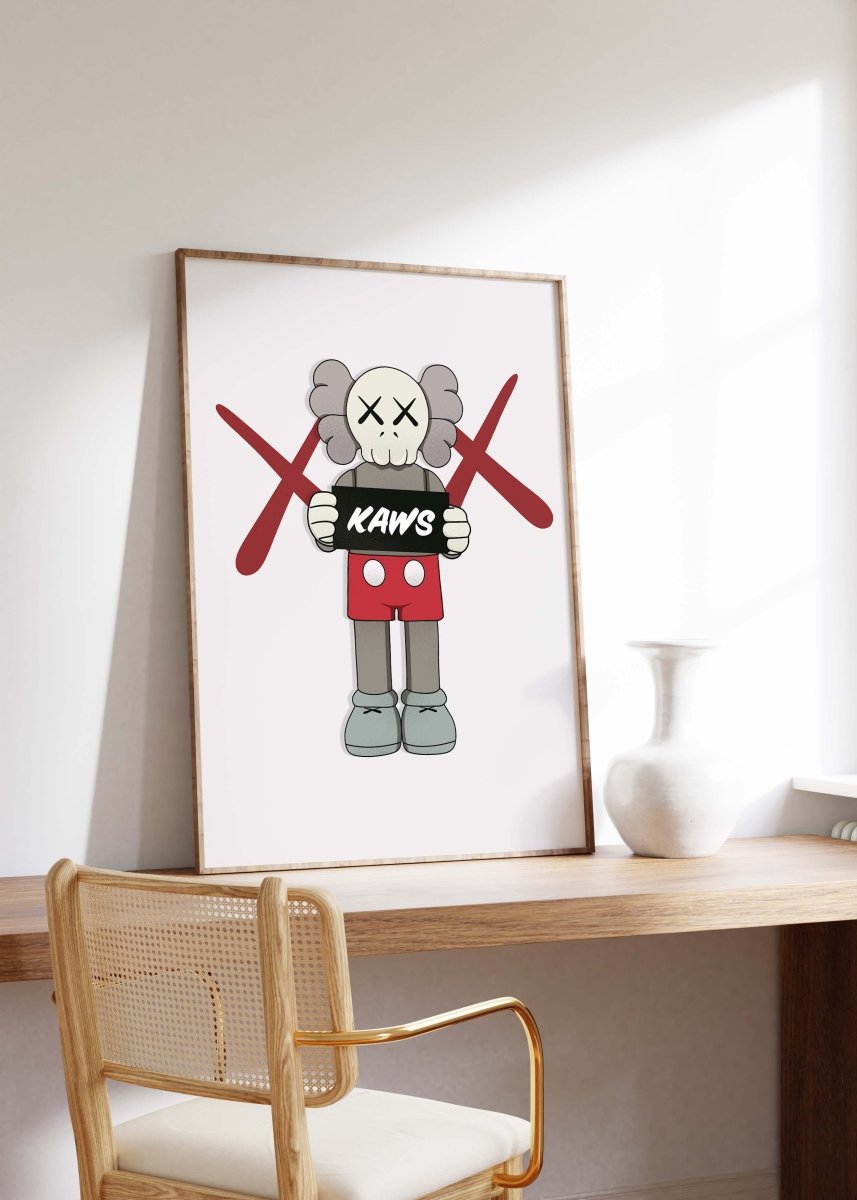 Street Art Figur mit Schild Poster · Urban Graffiti Charakter im Designer Toy Stil · Moderne Pop Art Illustration · Print ohne Rahmen - justgoodmood