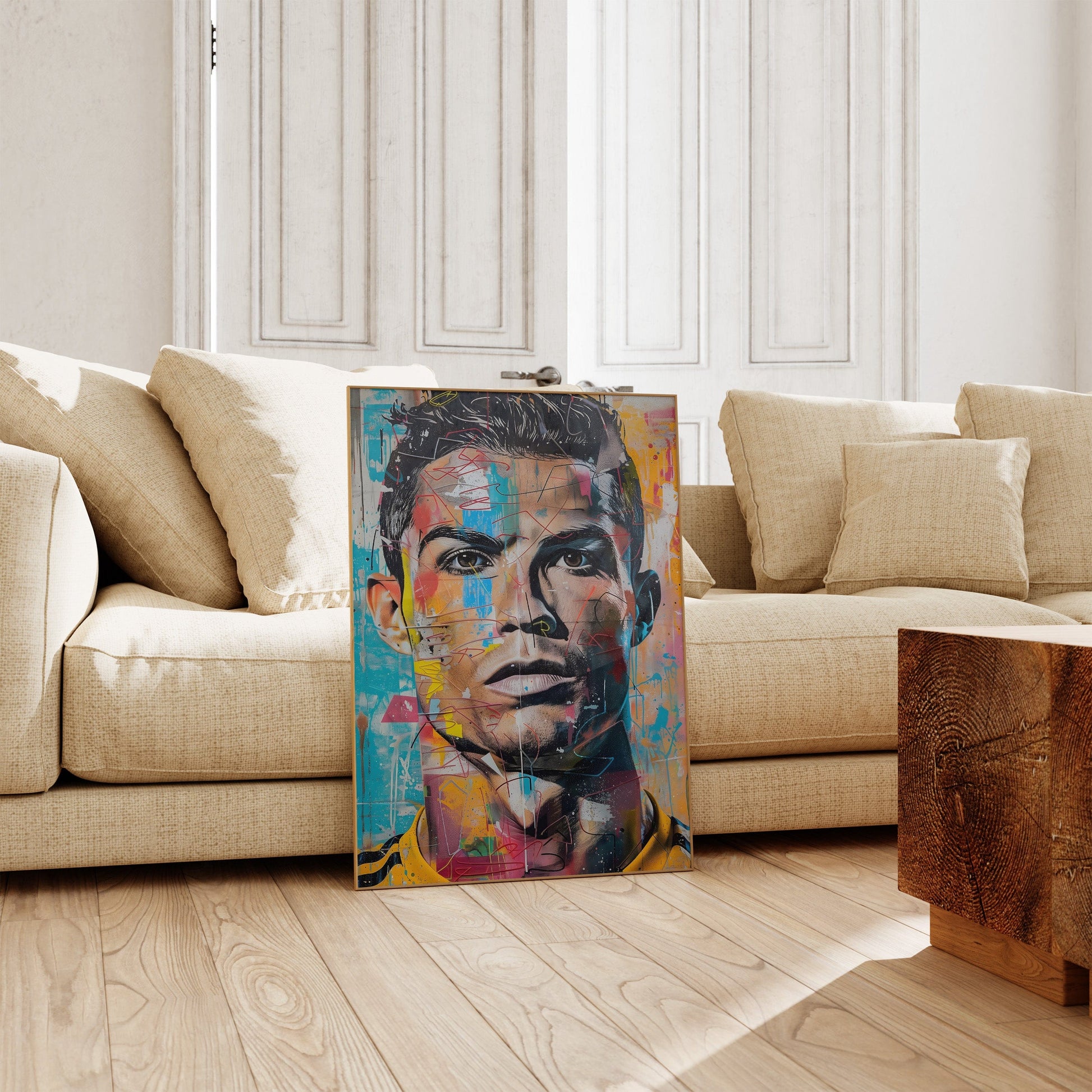 Street Art Fußball Legende Ronaldo · Pop Art Wandbild · Modernes Graffiti Poster ohne Rahmen - justgoodmood