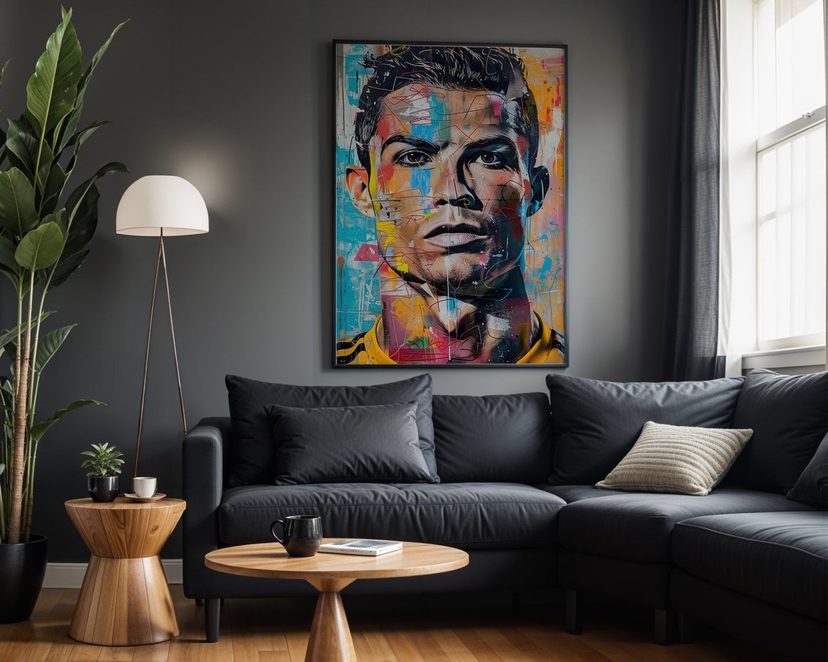 Street Art Fußball Legende Ronaldo · Pop Art Wandbild · Modernes Graffiti Poster ohne Rahmen - justgoodmood