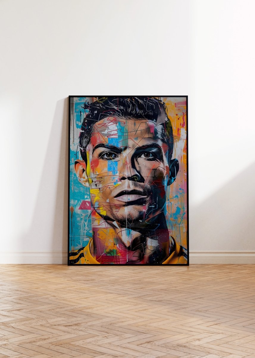 Street Art Fußball Legende Ronaldo · Pop Art Wandbild · Modernes Graffiti Poster ohne Rahmen - justgoodmood