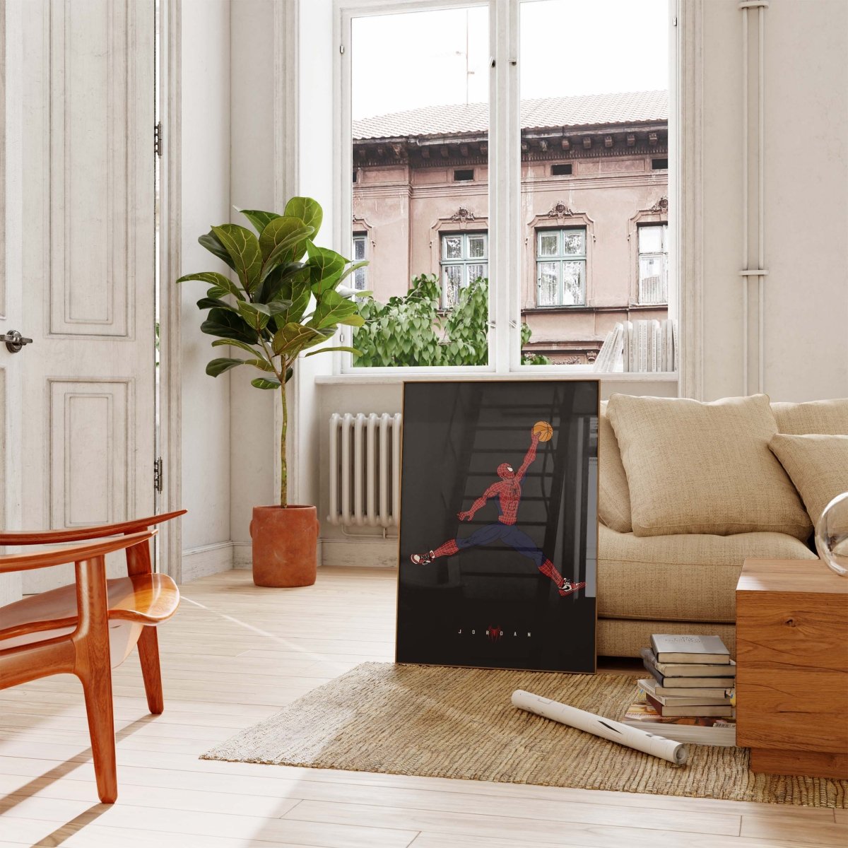 Superheld Basketball Dunk Poster · Comic Stil Illustration · Pop Art Film Charakter Design · Print ohne Rahme - justgoodmood