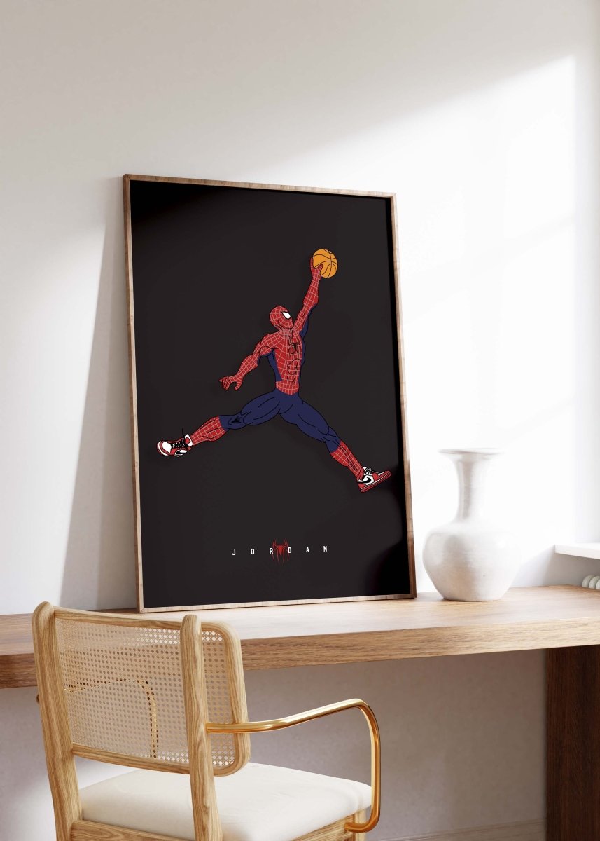 Superheld Basketball Dunk Poster · Comic Stil Illustration · Pop Art Film Charakter Design · Print ohne Rahme - justgoodmood