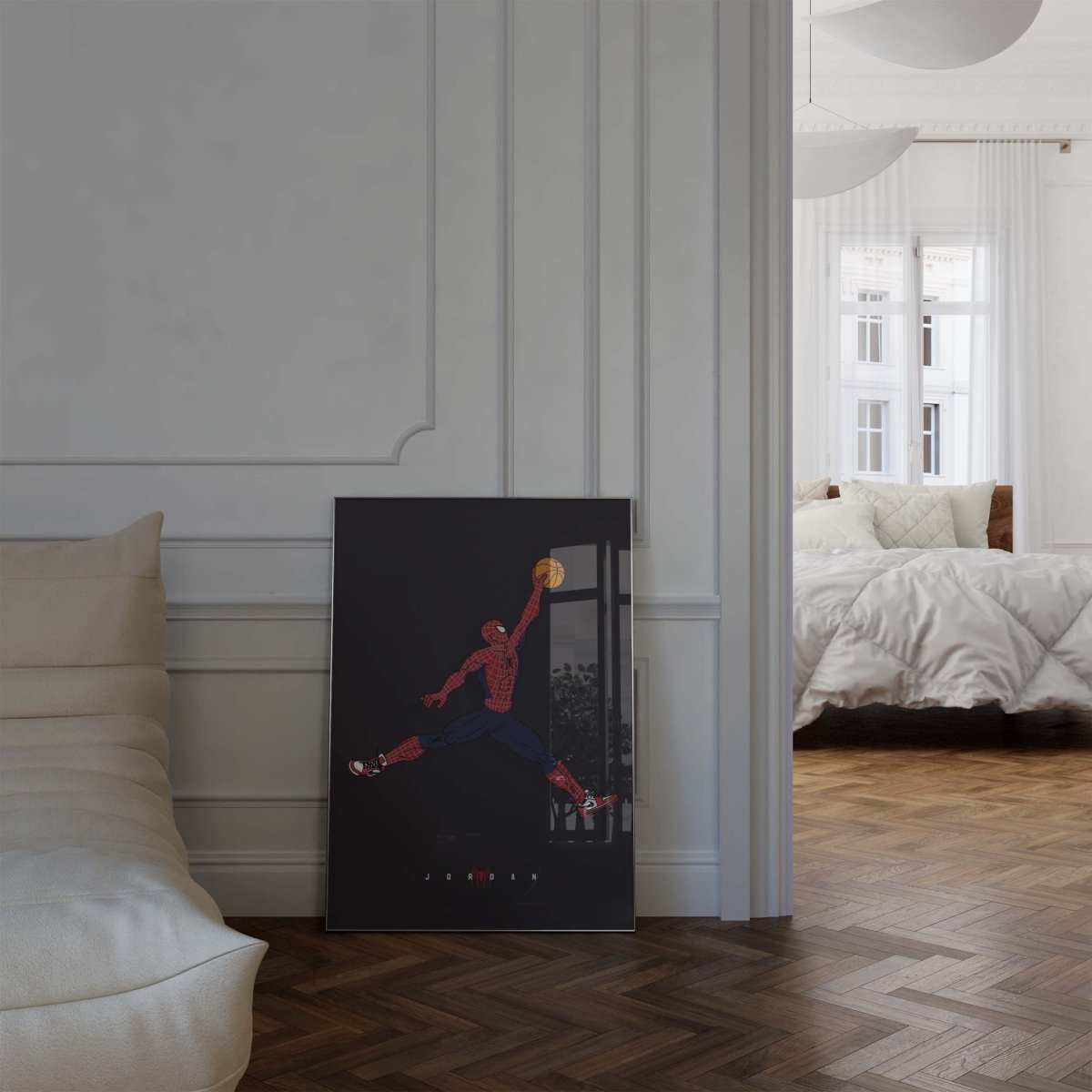 Superheld Basketball Dunk Poster · Comic Stil Illustration · Pop Art Film Charakter Design · Print ohne Rahme - justgoodmood