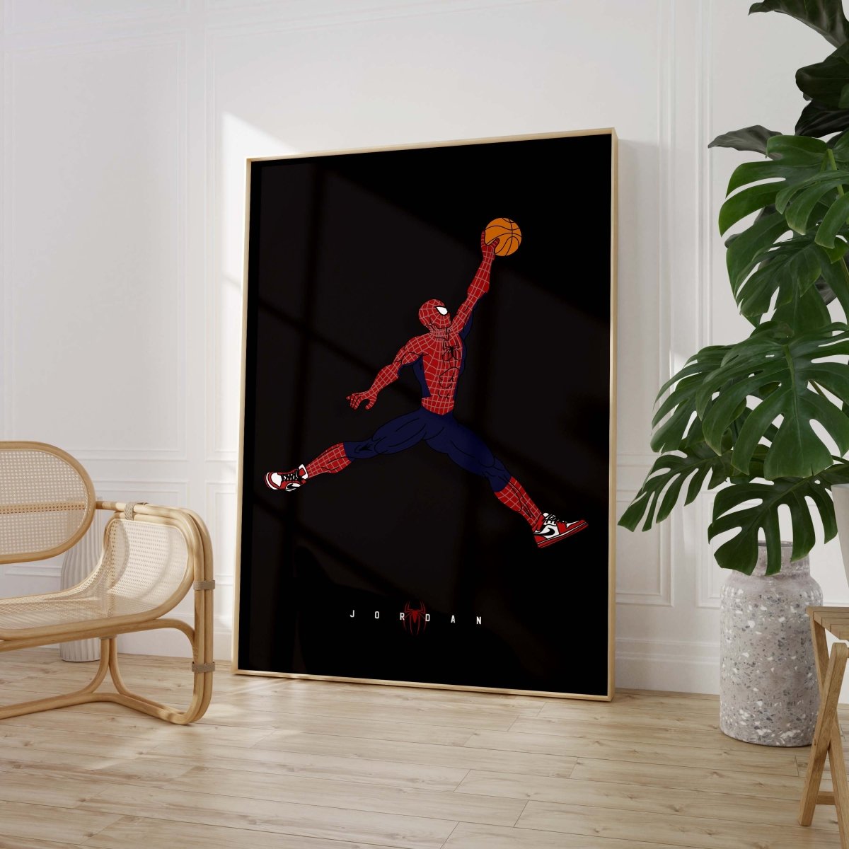 Superheld Basketball Dunk Poster · Comic Stil Illustration · Pop Art Film Charakter Design · Print ohne Rahme - justgoodmood