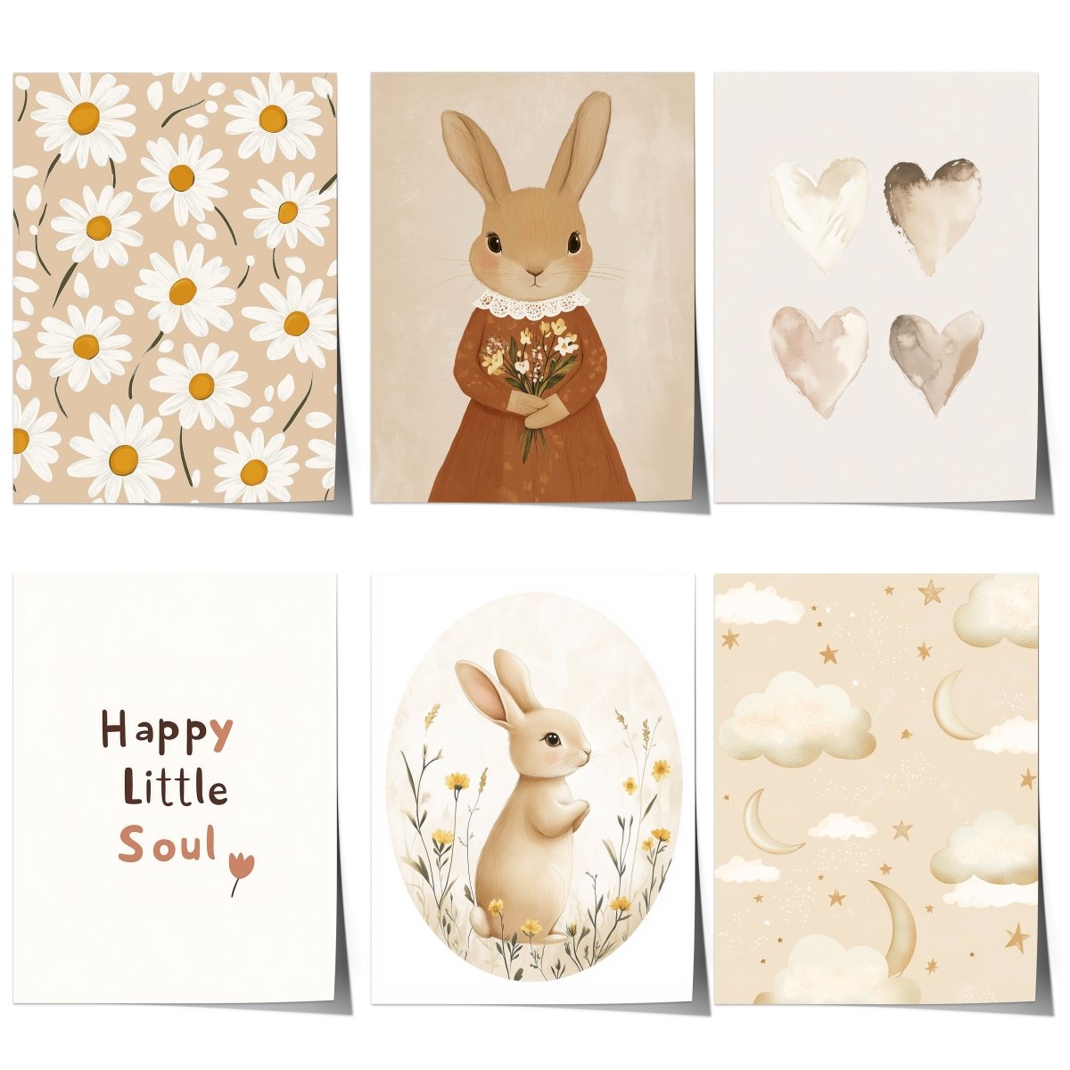 süße Hasen Poster Kinderzimmer · Geschenkidee für Kinder · Babyzimmer Deko · Modern Abstrakt Minimalistisch neutral ·Deko Print ohne Rahmen - justgoodmood