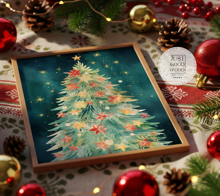 Tanne Weihnachts Poster – Premium Baumwoll-Canvas