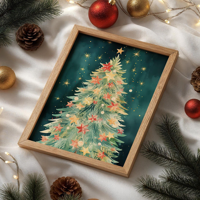 Tanne Weihnachts Poster – Premium Baumwoll-Canvas