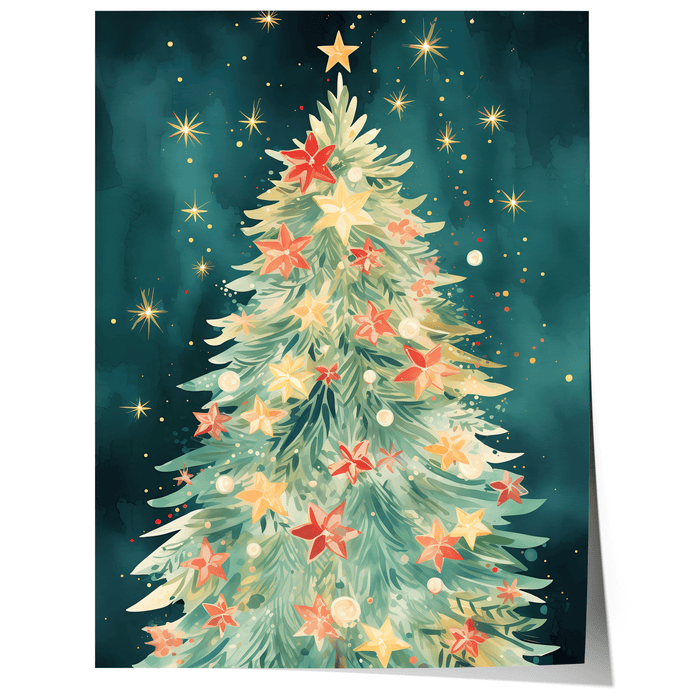 Tanne Weihnachts Poster – Premium Baumwoll-Canvas