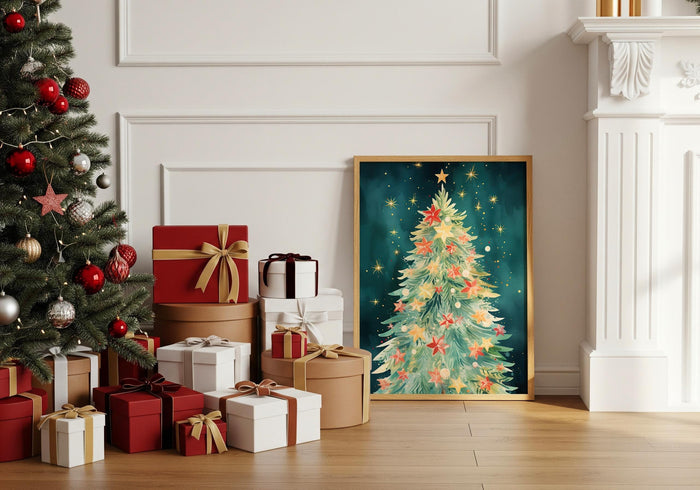 Tanne Weihnachts Poster – Premium Baumwoll-Canvas