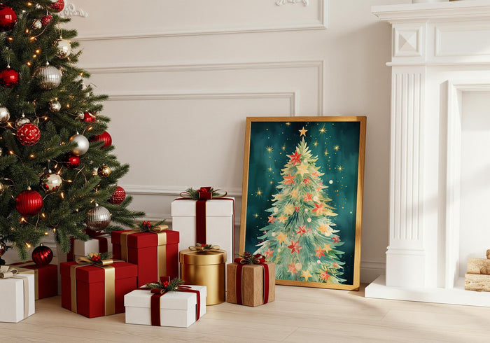 Tanne Weihnachts Poster – Premium Baumwoll-Canvas