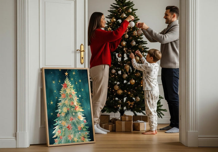 Tanne Weihnachts Poster – Premium Baumwoll-Canvas