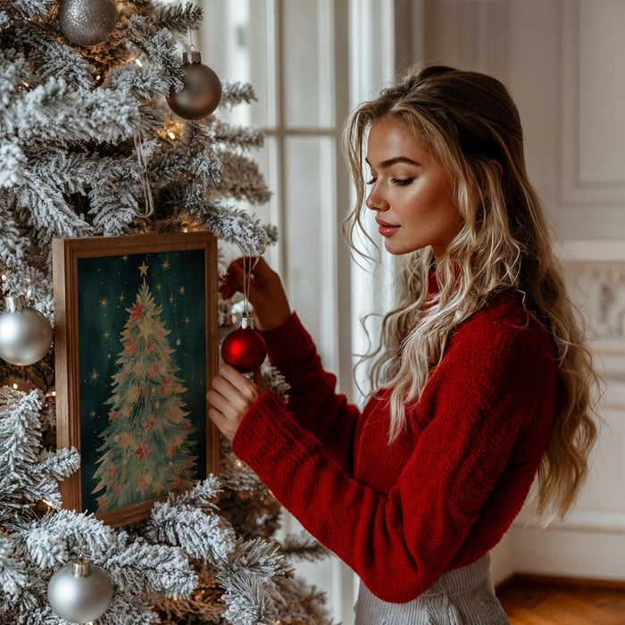 Tanne Weihnachts Poster – Premium Baumwoll-Canvas