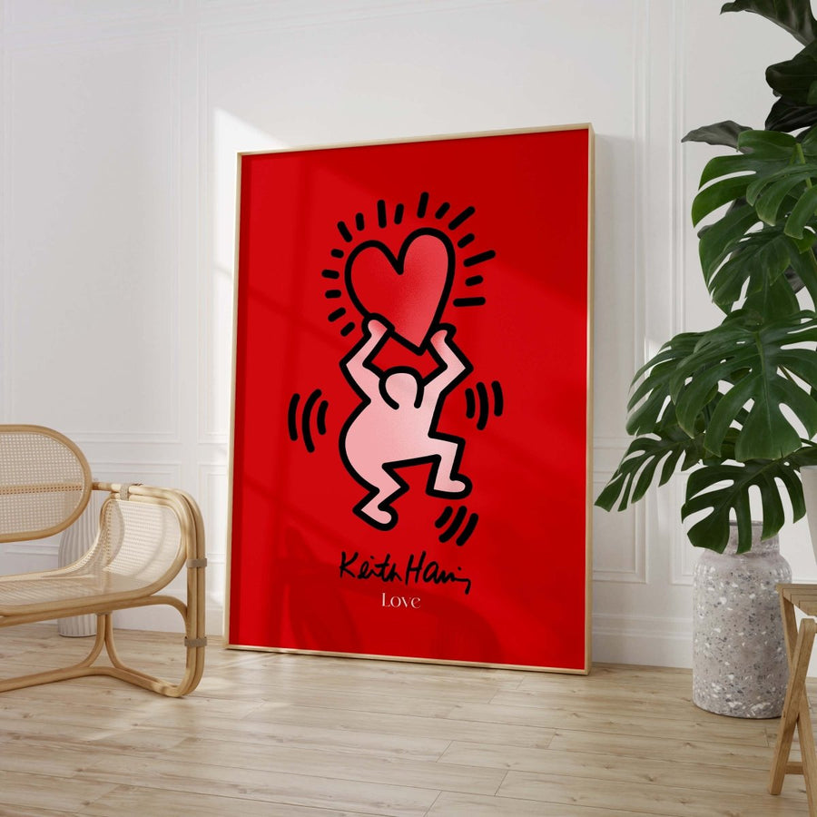 Tanzende Figur mit Herz Poster · Pop Art Street Art Stil · Moderner Kunstdruck ohne Rahmen - justgoodmood