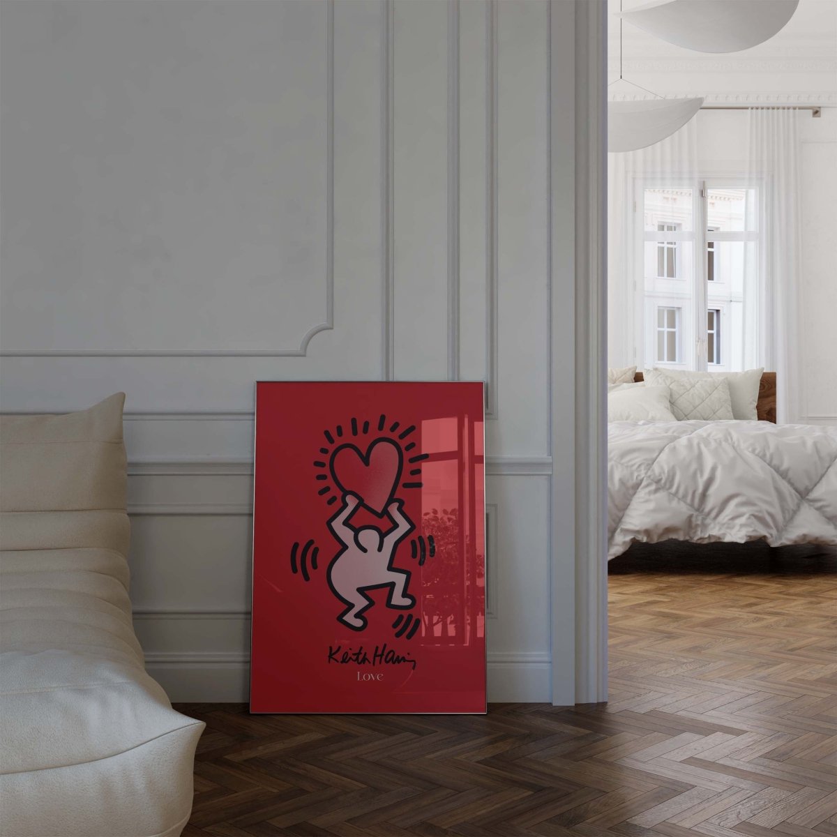 Tanzende Figur mit Herz Poster · Pop Art Street Art Stil · Moderner Kunstdruck ohne Rahmen - justgoodmood