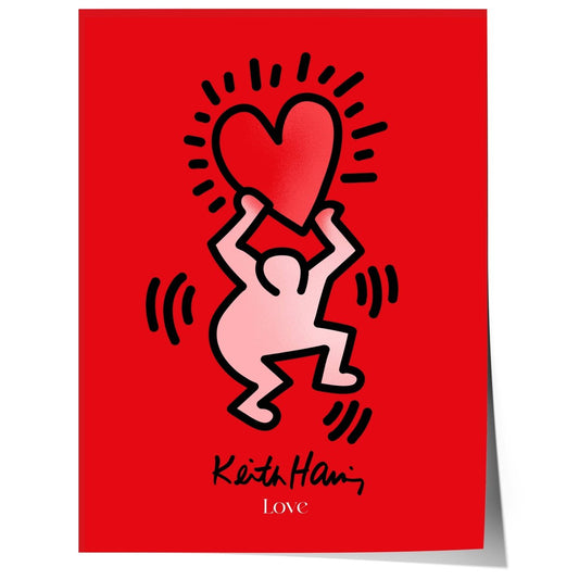 Tanzende Figur mit Herz Poster · Pop Art Street Art Stil · Moderner Kunstdruck ohne Rahmen - justgoodmood