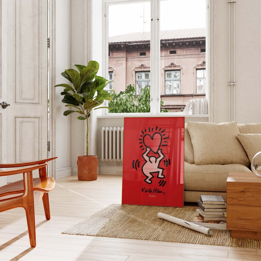 Tanzende Figur mit Herz Poster · Pop Art Street Art Stil · Moderner Kunstdruck ohne Rahmen - justgoodmood