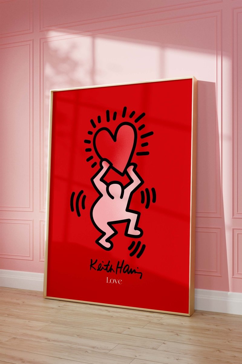 Tanzende Figur mit Herz Poster · Pop Art Street Art Stil · Moderner Kunstdruck ohne Rahmen - justgoodmood