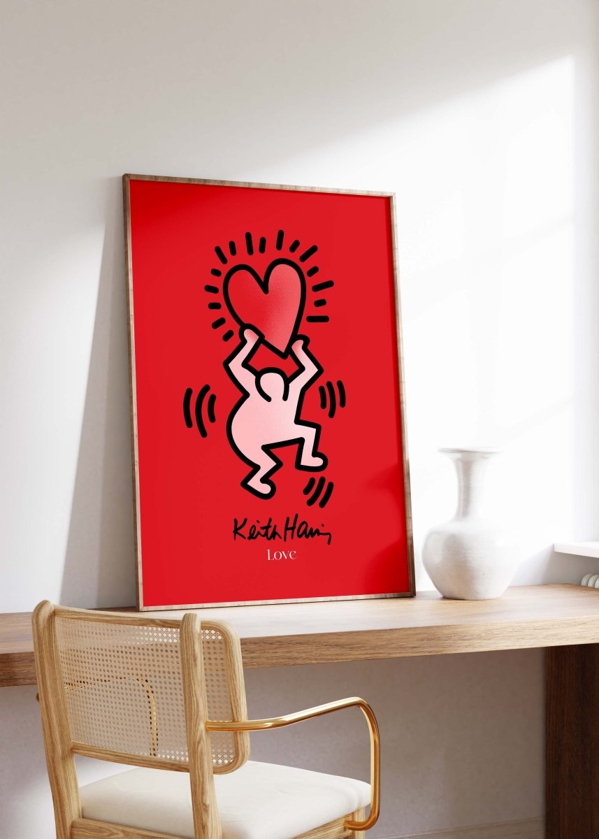 Tanzende Figur mit Herz Poster · Pop Art Street Art Stil · Moderner Kunstdruck ohne Rahmen - justgoodmood
