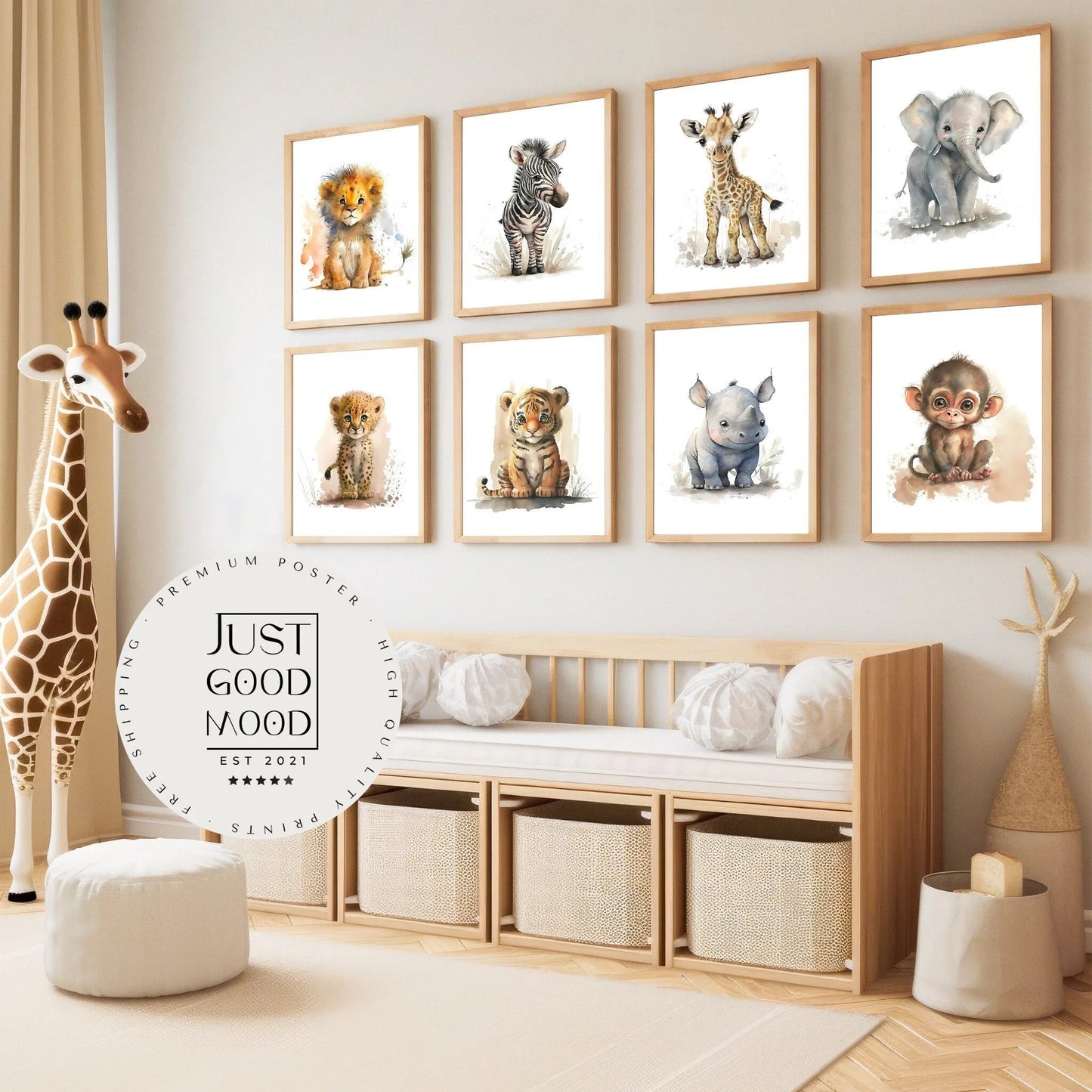 Poster Kinderzimmer Tiere Wald Dschungel Aquarell I Kinderzimmer Bilder I Wand Deko I Kunst Druck I Deko Print I ohne Rahmen