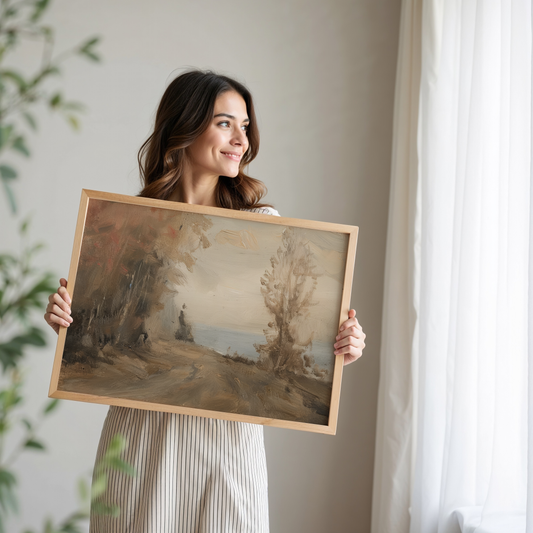 Moderne Vintage Landschaft Poster · Geschenkidee · Natur Flusslandschaften Dorfansichten Klassische Wandkunst · Dekoprint ohne Rahmen