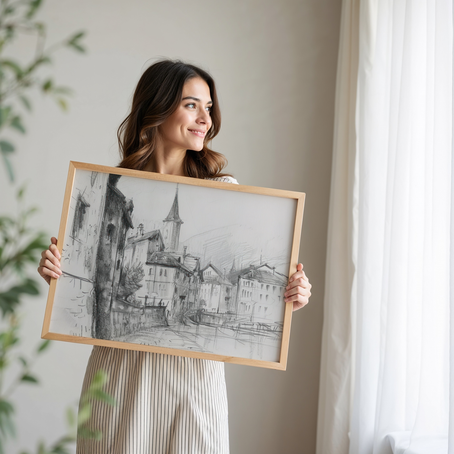 Moderne Vintage Kunst Poster · Geschenkidee · Rosen Stillleben Stadtansicht Porträt · Dekoprint ohne Rahmen