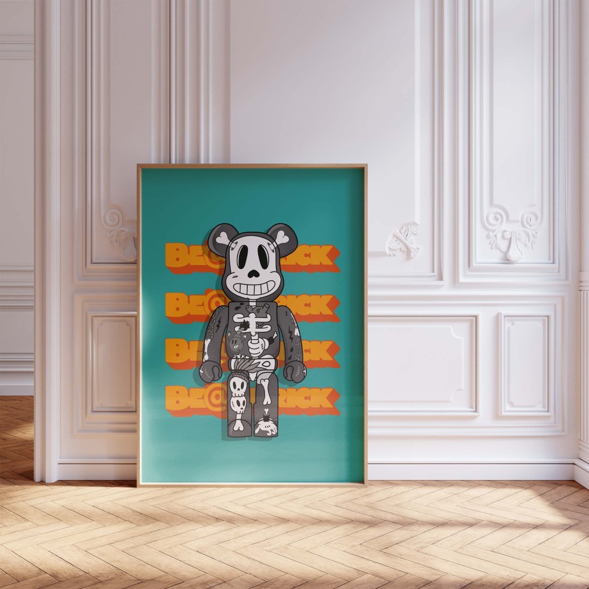 Urban Toy Bear Skelett Poster · Urban Street Art Figur · Pop Art Graffiti Stil · Print ohne Rahmen - justgoodmood