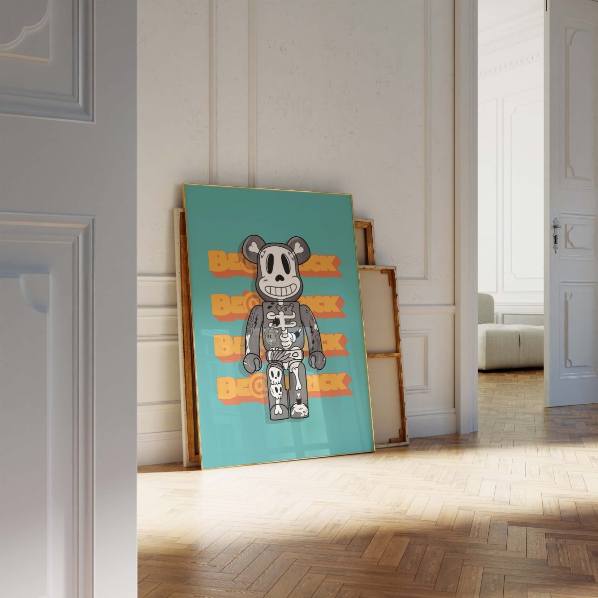 Urban Toy Bear Skelett Poster · Urban Street Art Figur · Pop Art Graffiti Stil · Print ohne Rahmen - justgoodmood