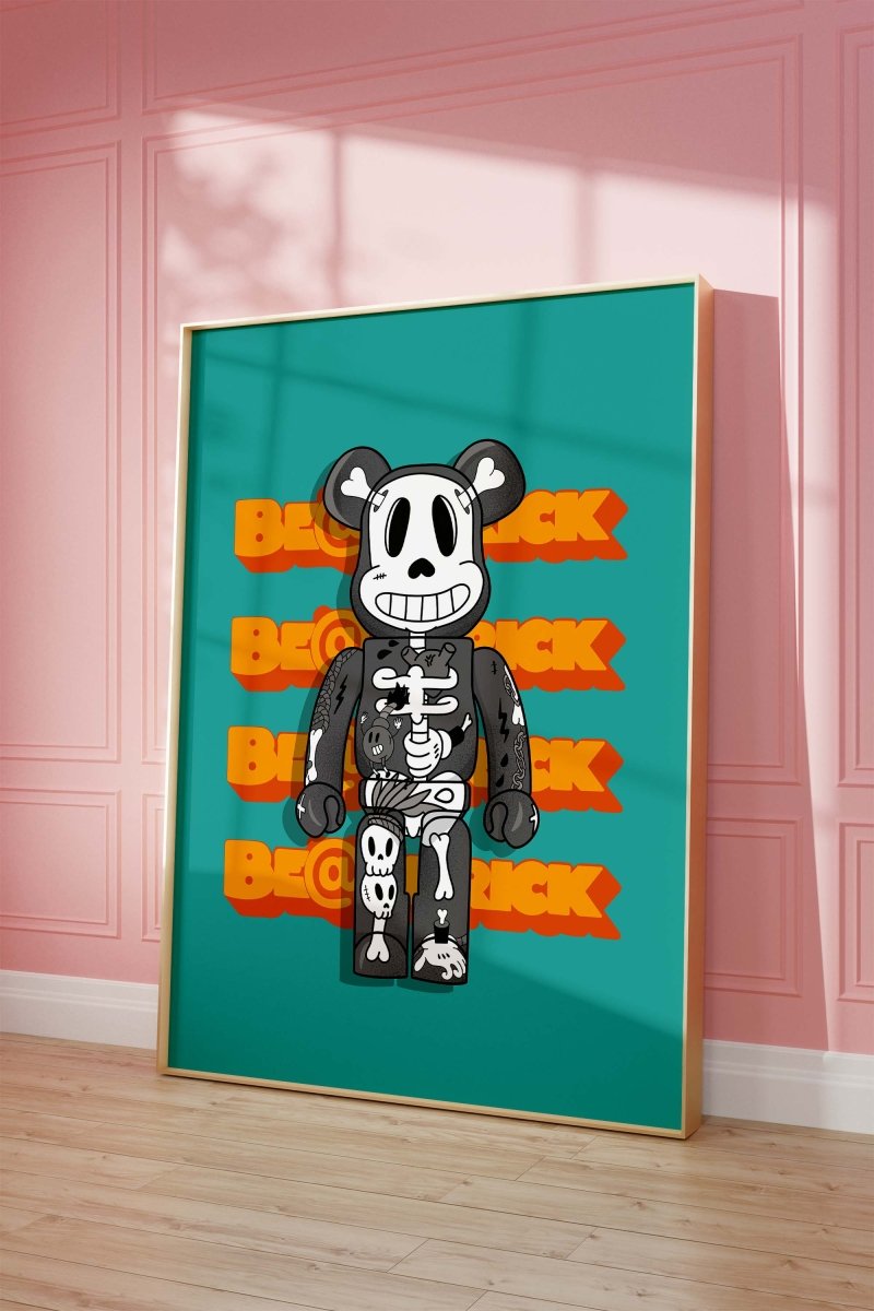 Urban Toy Bear Skelett Poster · Urban Street Art Figur · Pop Art Graffiti Stil · Print ohne Rahmen - justgoodmood