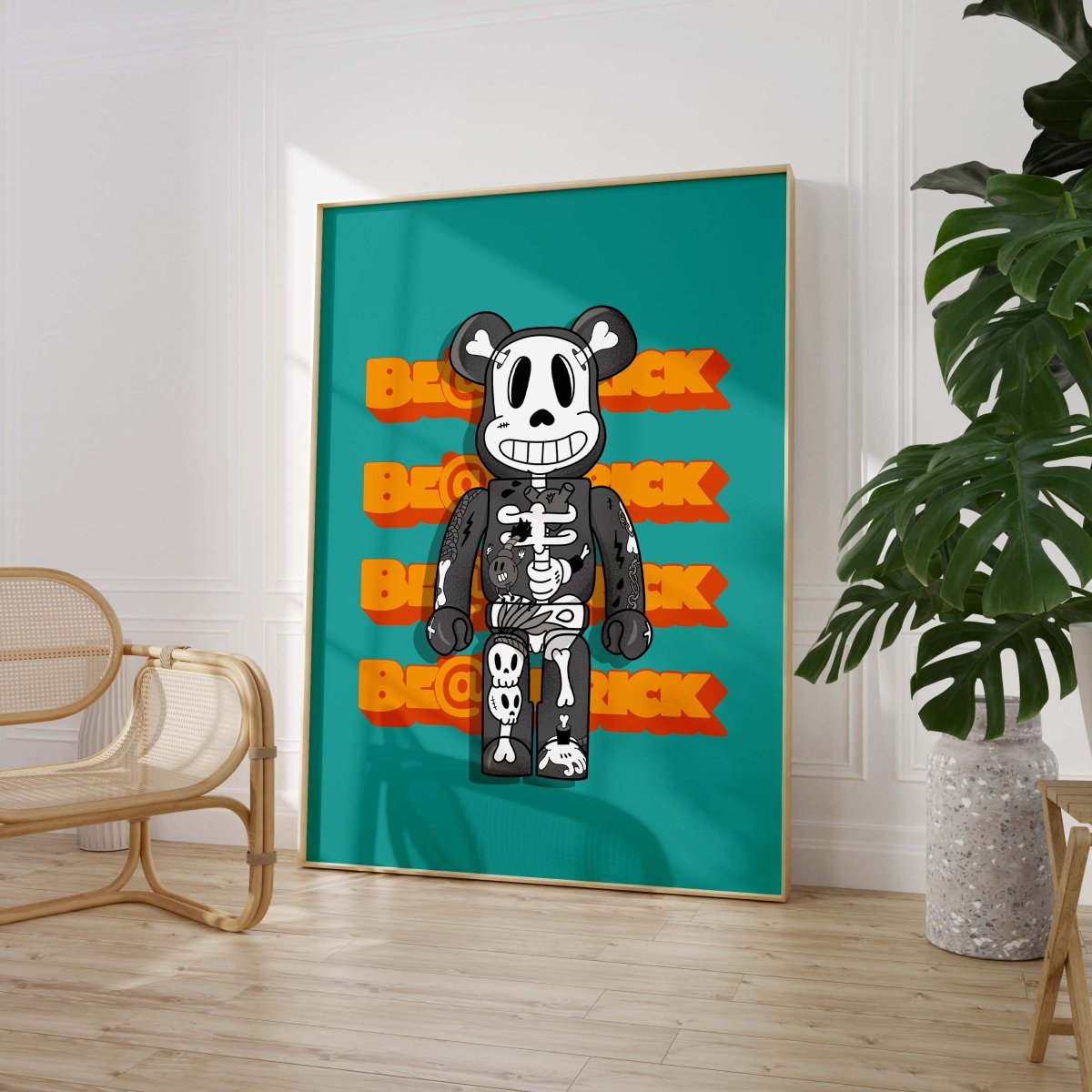 Urban Toy Bear Skelett Poster · Urban Street Art Figur · Pop Art Graffiti Stil · Print ohne Rahmen - justgoodmood