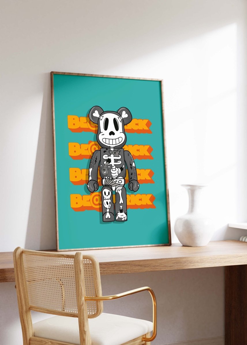 Urban Toy Bear Skelett Poster · Urban Street Art Figur · Pop Art Graffiti Stil · Print ohne Rahmen - justgoodmood