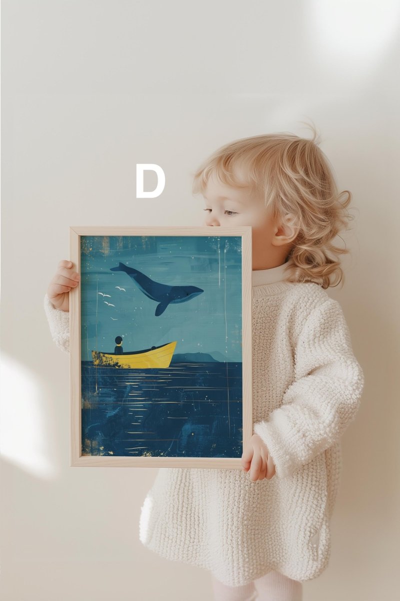 Wal Poster Kinderzimmer · Geschenkidee für Kinder ·Märchenhafte Ozeane · Traumhaftes Wal Abenteuer · Kind trifft Wal ·Deko Print ohne Rahmen - justgoodmood
