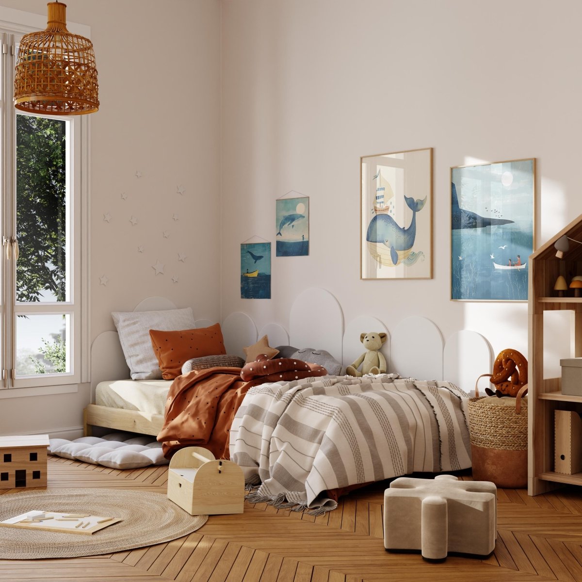 Wal Poster Kinderzimmer · Geschenkidee für Kinder ·Märchenhafte Ozeane · Traumhaftes Wal Abenteuer · Kind trifft Wal ·Deko Print ohne Rahmen - justgoodmood