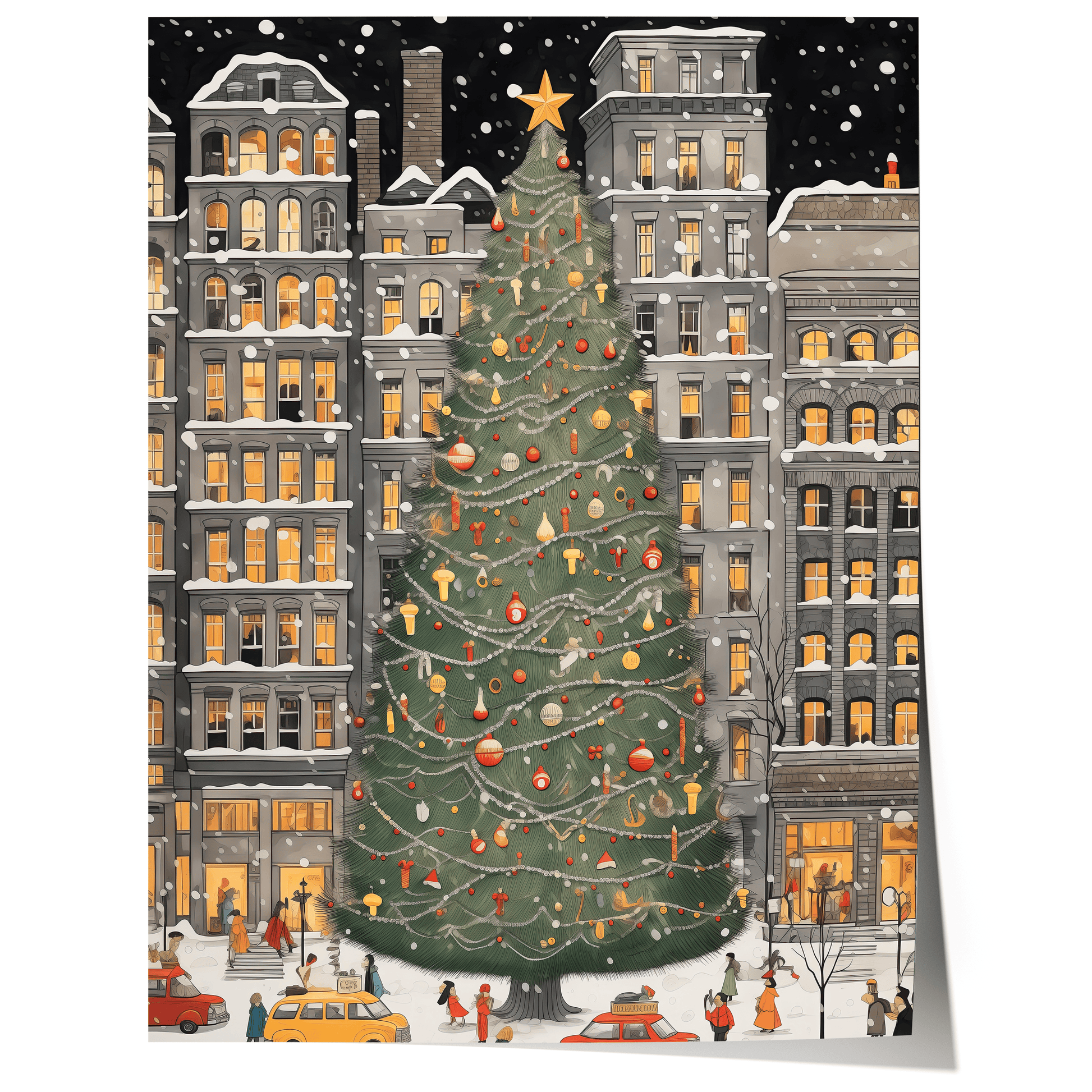 Weihnachtsbaum New York Poster · Manhattan Soho Greenwich Village · Geschenkidee · Festliche Weihnachtskunst · Dekoprint ohne Rahmen - justgoodmood