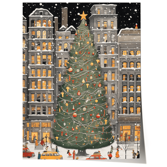 Weihnachtsbaum New York Poster · Manhattan Soho Greenwich Village · Geschenkidee · Festliche Weihnachtskunst · Dekoprint ohne Rahmen - justgoodmood