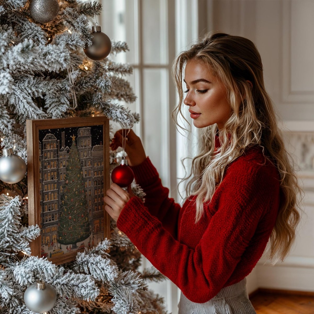 Weihnachtsbaum New York Poster · Manhattan Soho Greenwich Village · Geschenkidee · Festliche Weihnachtskunst · Dekoprint ohne Rahmen - justgoodmood