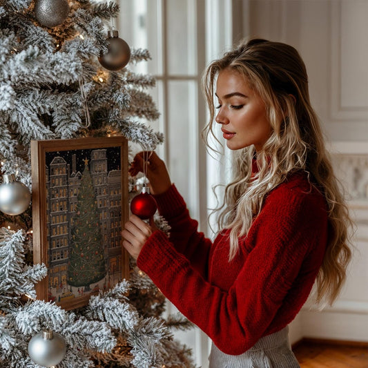 Weihnachtsbaum New York Poster · Manhattan Soho Greenwich Village · Geschenkidee · Festliche Weihnachtskunst · Dekoprint ohne Rahmen - justgoodmood