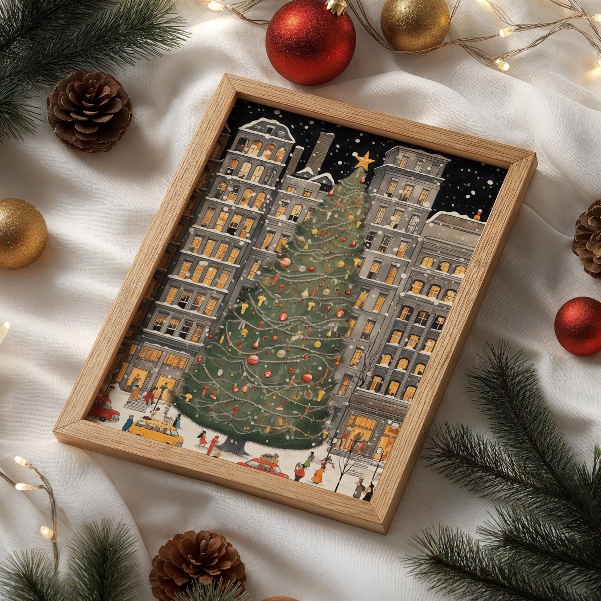 Weihnachtsbaum New York Poster · Manhattan Soho Greenwich Village · Geschenkidee · Festliche Weihnachtskunst · Dekoprint ohne Rahmen - justgoodmood