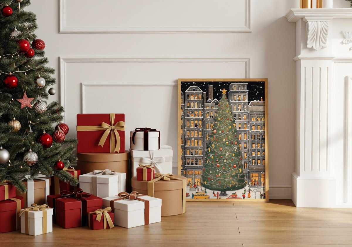 Weihnachtsbaum New York Poster · Manhattan Soho Greenwich Village · Geschenkidee · Festliche Weihnachtskunst · Dekoprint ohne Rahmen - justgoodmood