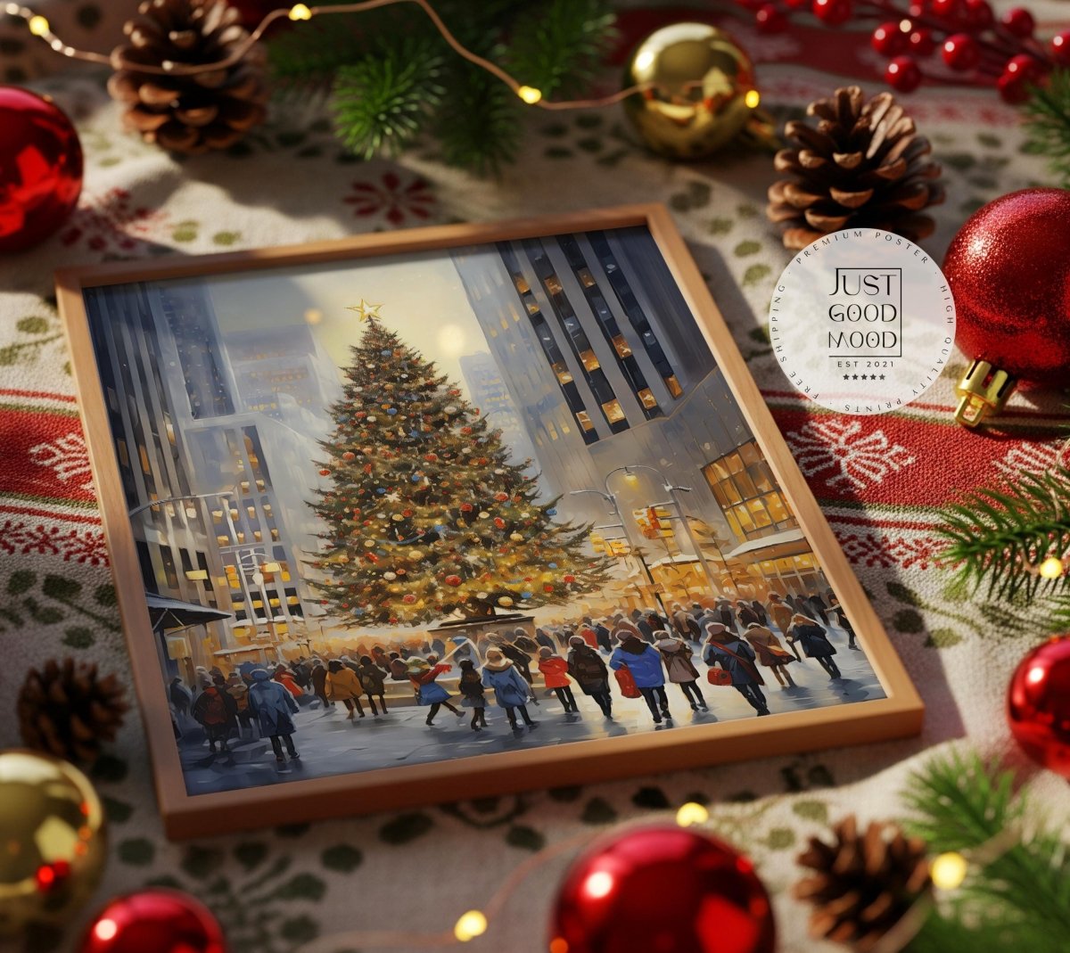Weihnachtsbaum New York Poster · Rockefeller Center Weihnachtsbaum · Geschenkidee · Dekoprint ohne Rahmen - justgoodmood